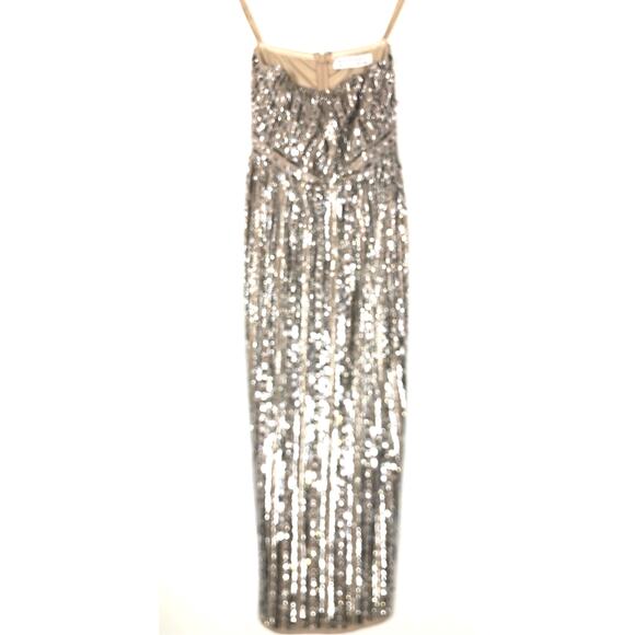 Mac Duggal 93831 Dress Bead Sequin Embellished Strapless Midi Column Nude NWT 2 - Picture 3 of 11